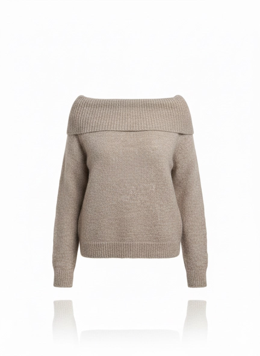 Damestrui, gebreide trui, off-shoulder coltrui (maat 38-42)