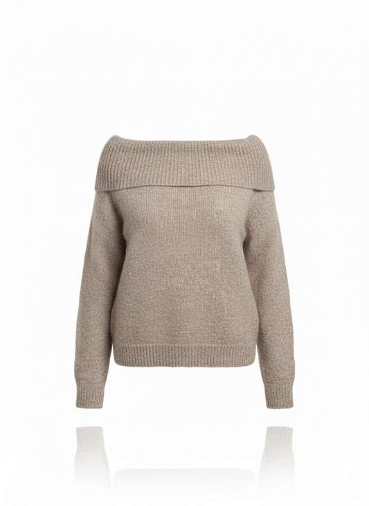 Pullover als Offshoulder in Schlamm oder als Rollkragen