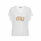 Sommer-Shirt MU Weiß und Beige mit Strasssteinen – weich fallende Viskose 38–44
