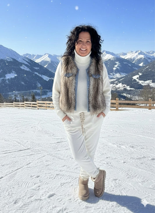Fell- Weste mit Jeans-Details