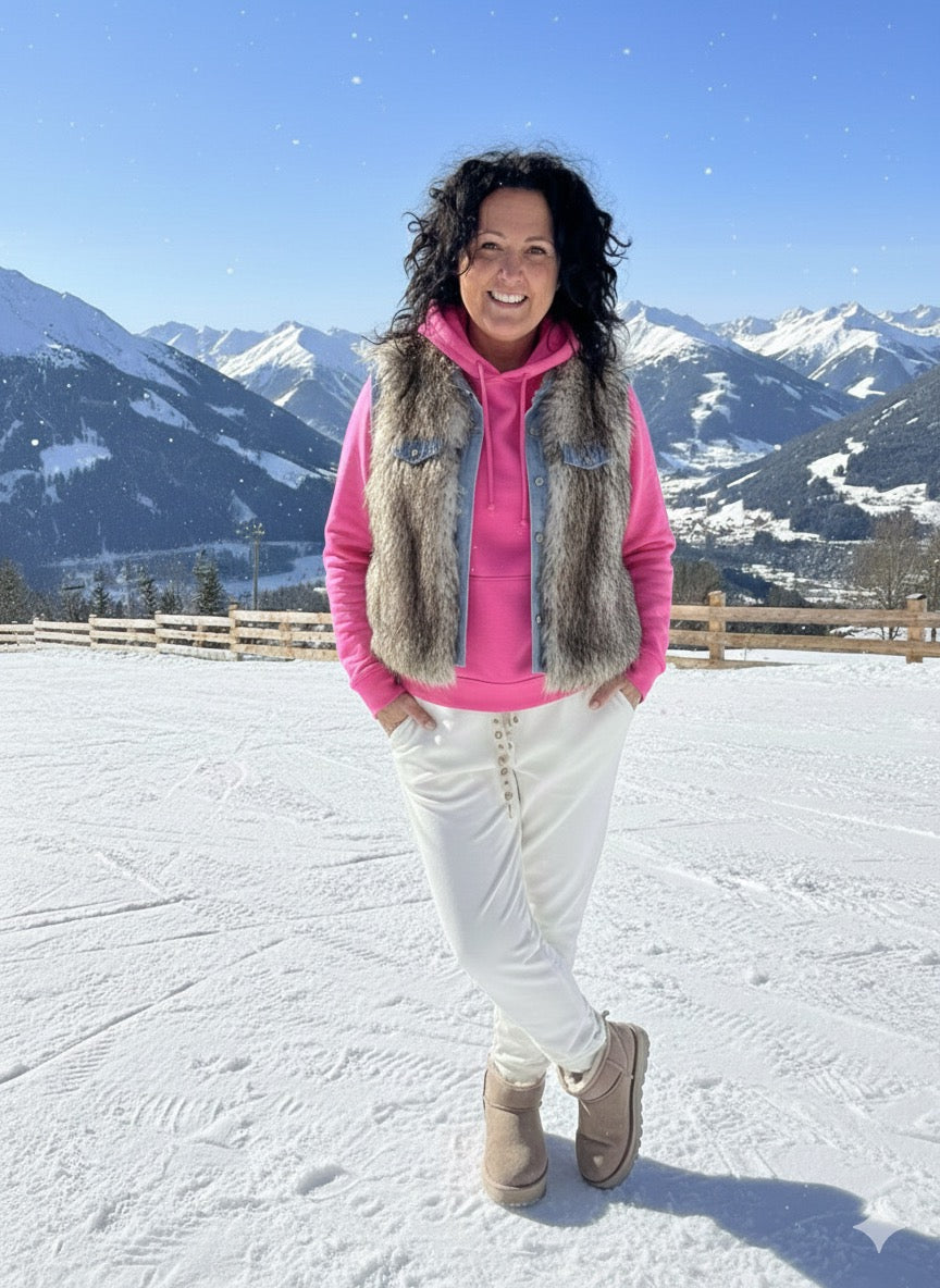 Fell- Weste mit Jeans-Details