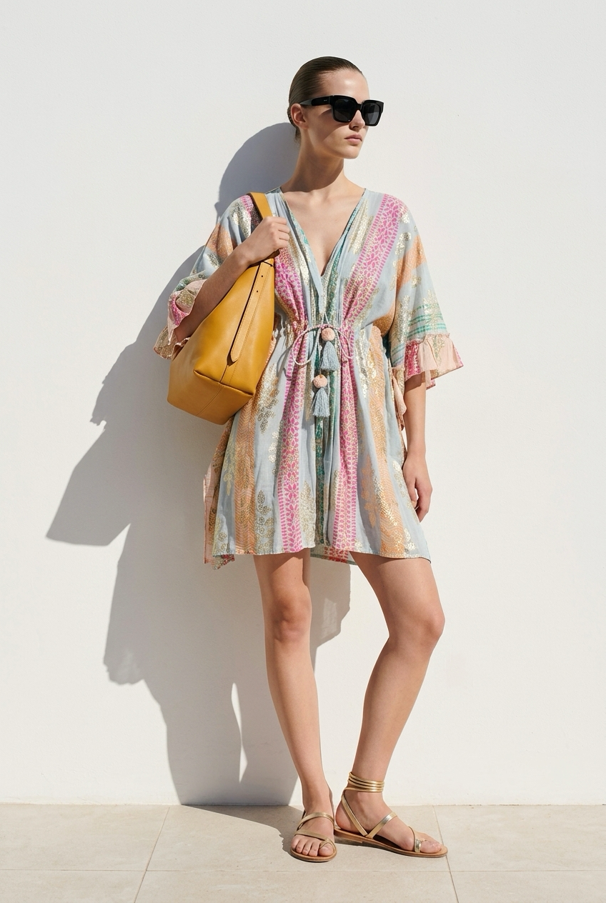 Luxury Ibiza Kaftan hochwertige Tunika Kleid – Glam Boho Sommerkleid ✨(38–44) – Tunika Kleid Ethno Style