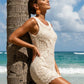 Ibiza Crochet Häkelkleid Creme – Luxury Boho Beach Dress aus Baumwolle (38-42)