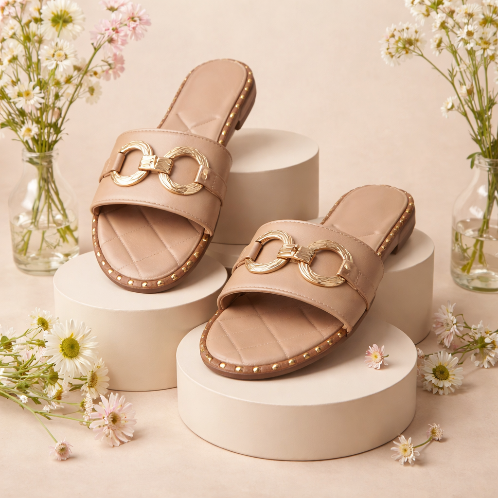 Beige Luxury Slides – Boutique Glam Sandalen