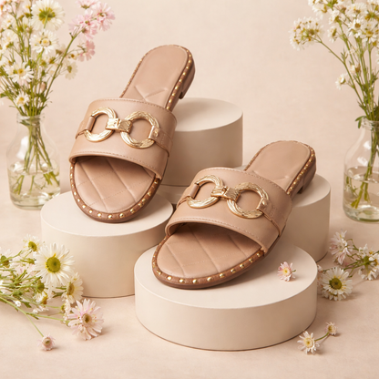 Beige Luxury Slides – Boutique Glam Sandalen