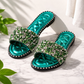 Emerald Glam Sandals – Sparkling Luxury Slippers in Emerald Green