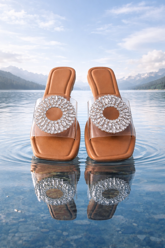 Luxury Crystal Transparenz-Sandalen – Glamour Damen Slipper mit Strass & Transparent-Riemen