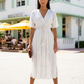 White Diamond Glamour Kleid – Luxus Boho-Ibiza Maxi mit Silber-Pailletten ✨38-42