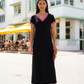 🖤 Monaco Chic Maxi-Kleid – Sporty Glam mit V-Ausschnitt & Beinschlitz (34-38)
