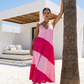 Boho Maxikleid Pink Damen – Luftiges Sommerkleid aus Baumwolle mit Farbverlauf |  M/L