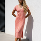 Boho Midikleid Leo Damen – Sommerkleid Leopard Print Rot-Beige | Viskose | Gr. 38–42
