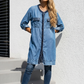 💙 Denim Glam Longbluse – Casual Chic mit Strassdetails (38-42+)