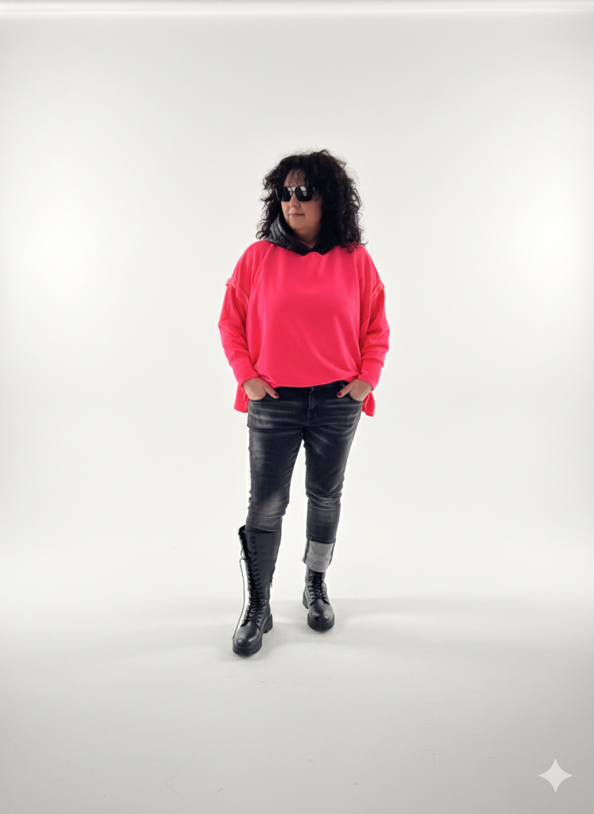 Oversize Hoodie Curvy Neonpink