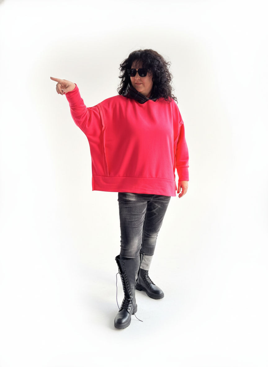 Oversize Hoodie Curvy Neonpink