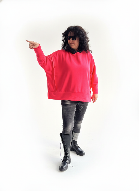 Oversize Hoodie Curvy Neonpink