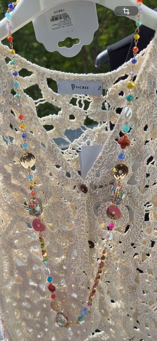 🌈 Ibiza Dreams Perlenkette – Boho Glamour mit Farbenspiel