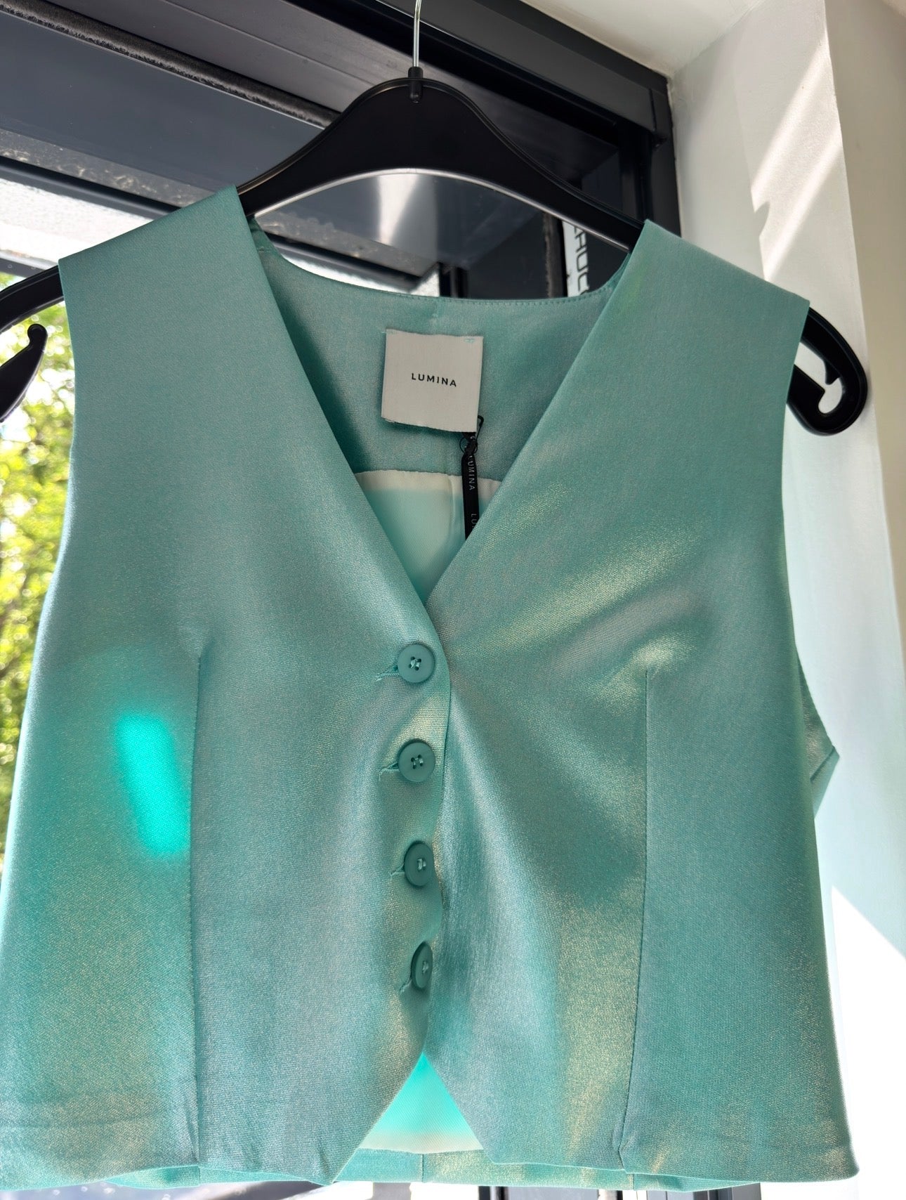 ✨ Lumina Ocean Glow Weste – Glamour in Türkis L