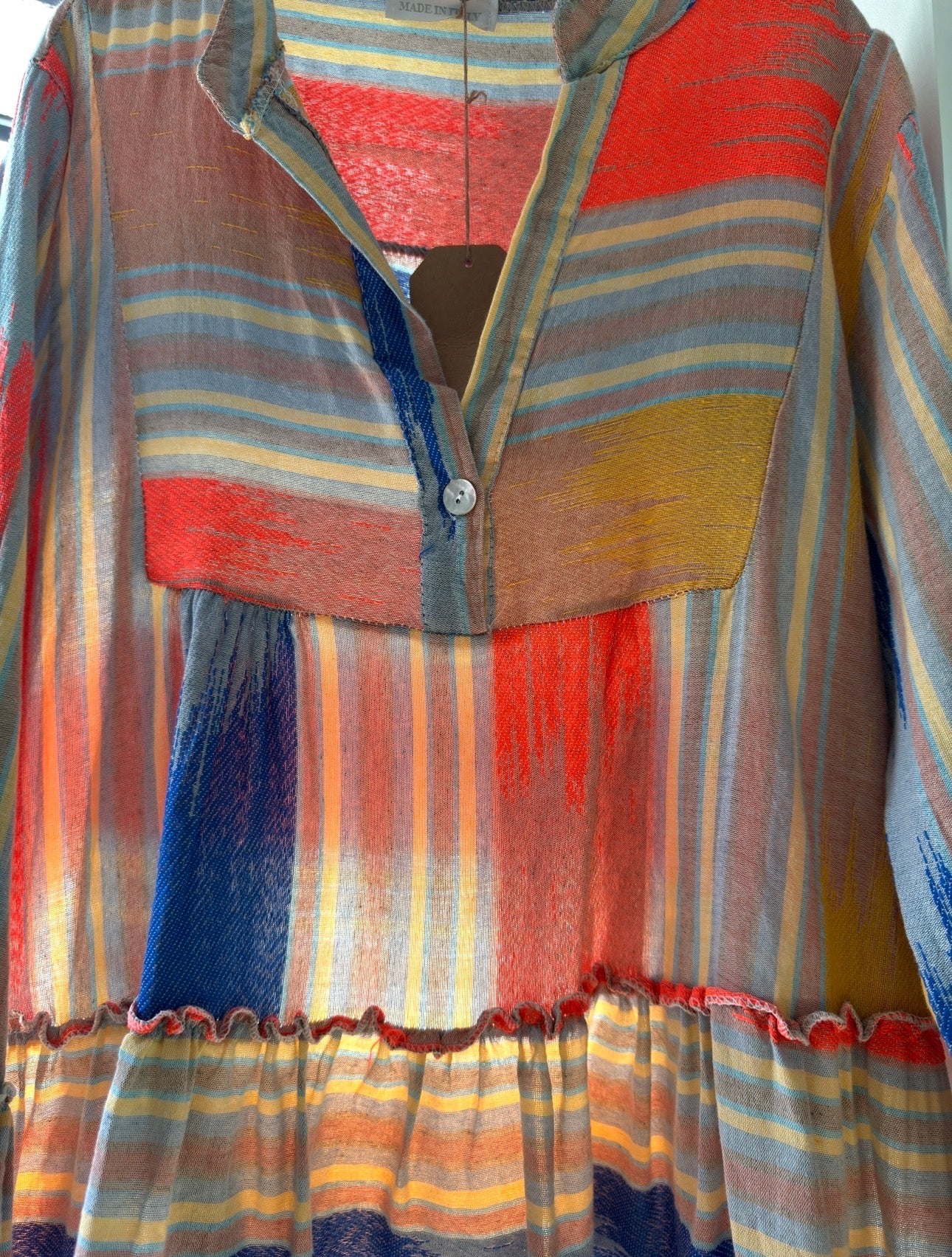 Boho Sommerkleid Damen Multicolor – Luftiges Ethno Kleid mit Volantärmeln | Leicht & Elegant (Gr. 38-42)