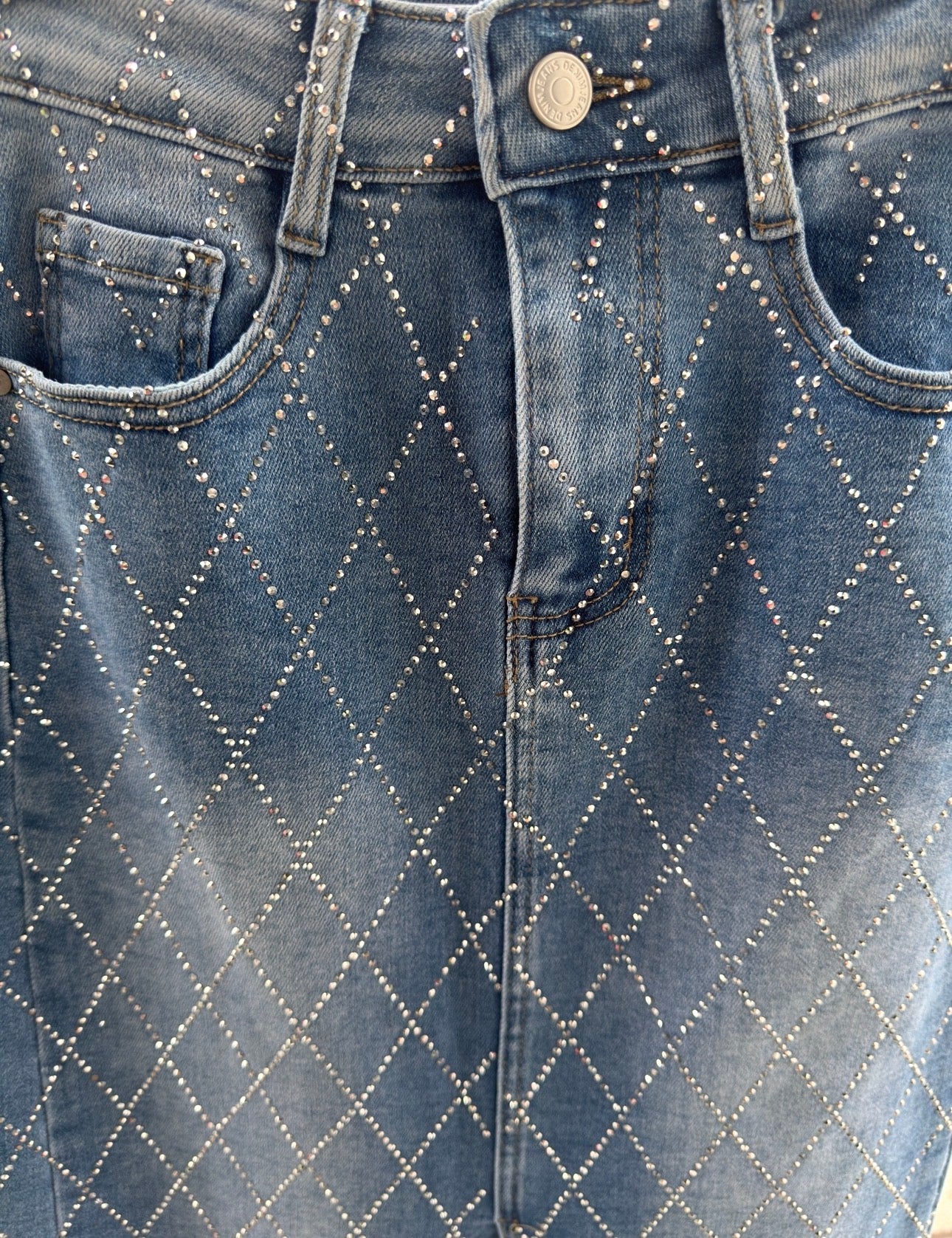 💎 Jeansrock “Diamond Denim” – Strass Glam Rock