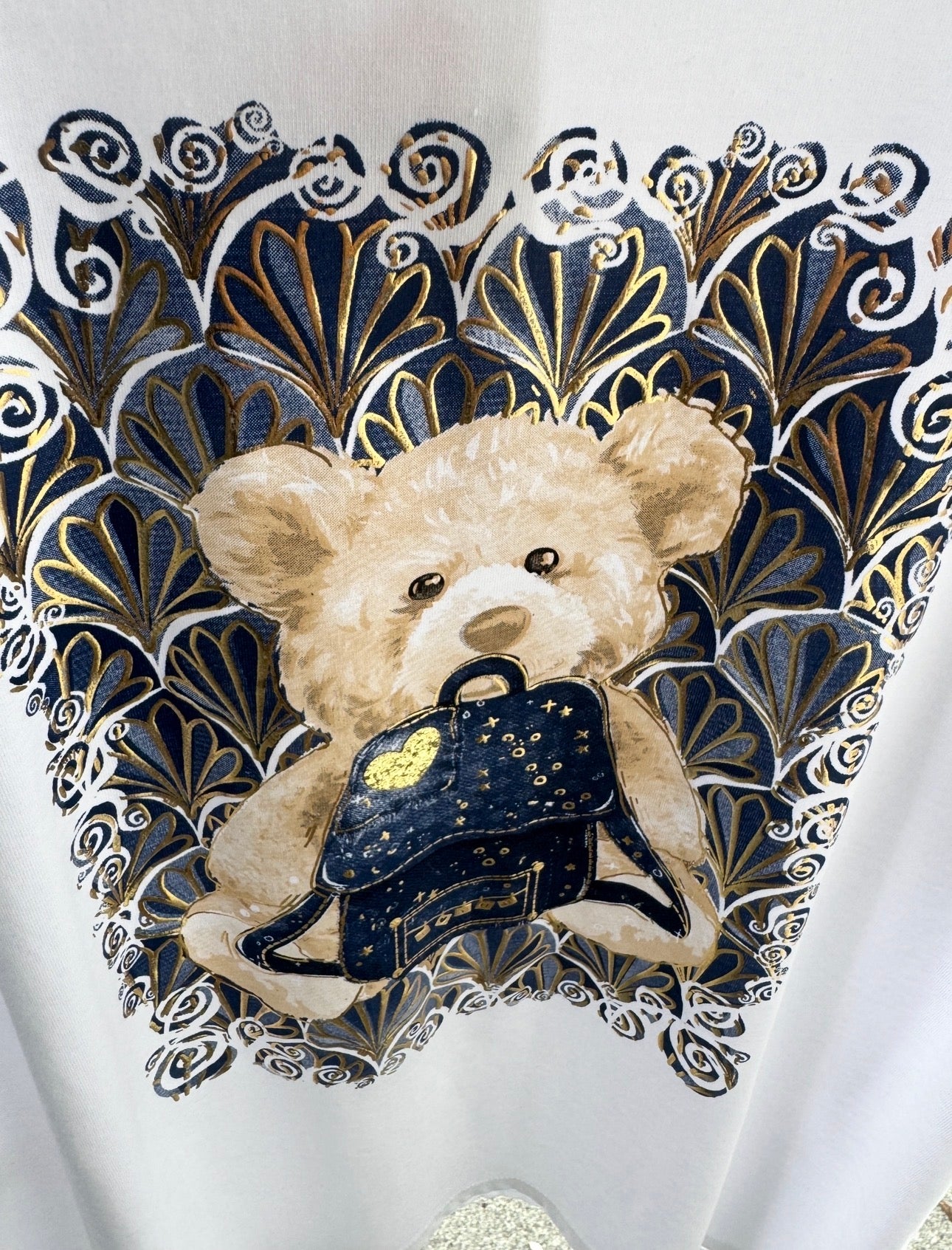👑 Teddy Glam Luxury Shirt – Exklusiver Goldprint mit Teddy & Designer-Bag | 38–42 👑