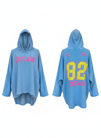 Oversize Hoodie „Chicago 82“ – Neon Statement Hoodie mit Kapuze & Struktur 38-44