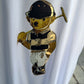 Luxury Teddy Polo T-Shirt – Weiß | Gold Teddy Print | Premium Baumwolle | 38–42
