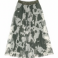 Eleganter Camouflage Tüllrock Grün – Midi Rock mit elastischem Bund & Schleifendetail (38–42)