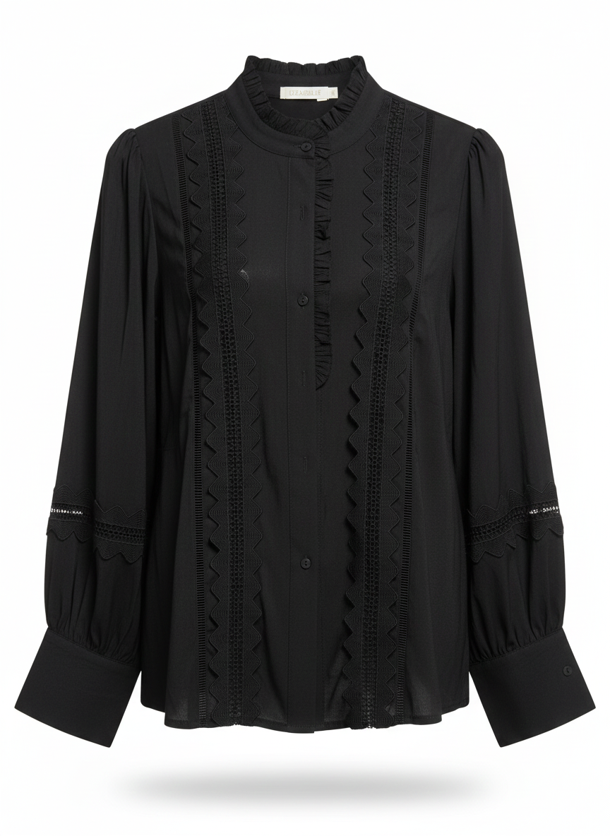 Damesblouse, kanten blouse, katoenen blouse (S/M+L/XL)