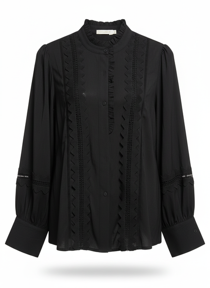 Damesblouse, kanten blouse, katoenen blouse (S/M+L/XL)