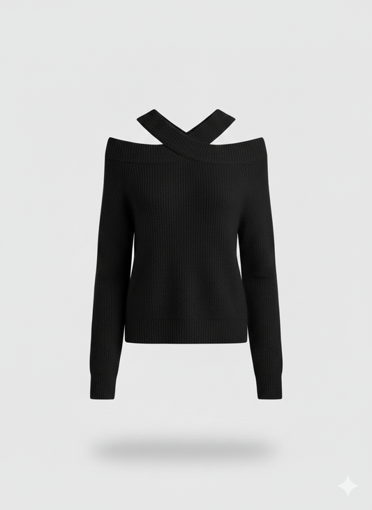 Pullover in Schwarz kann als offshoulder- muss aber nicht