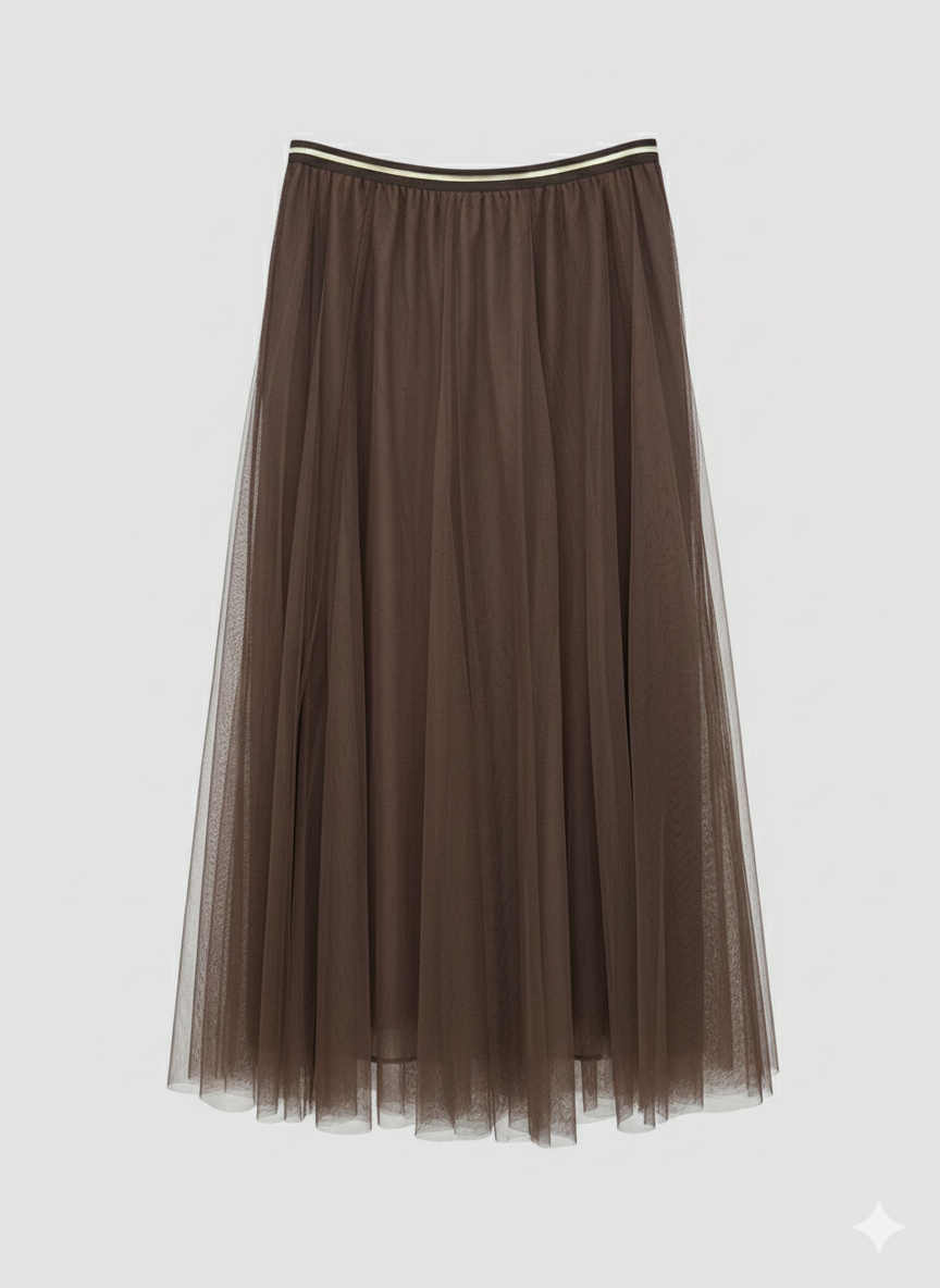 Damenrock Tüllrock Dunkelbraun