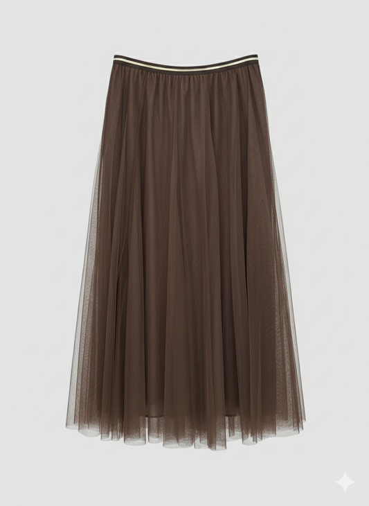Damenrock Tüllrock Dunkelbraun