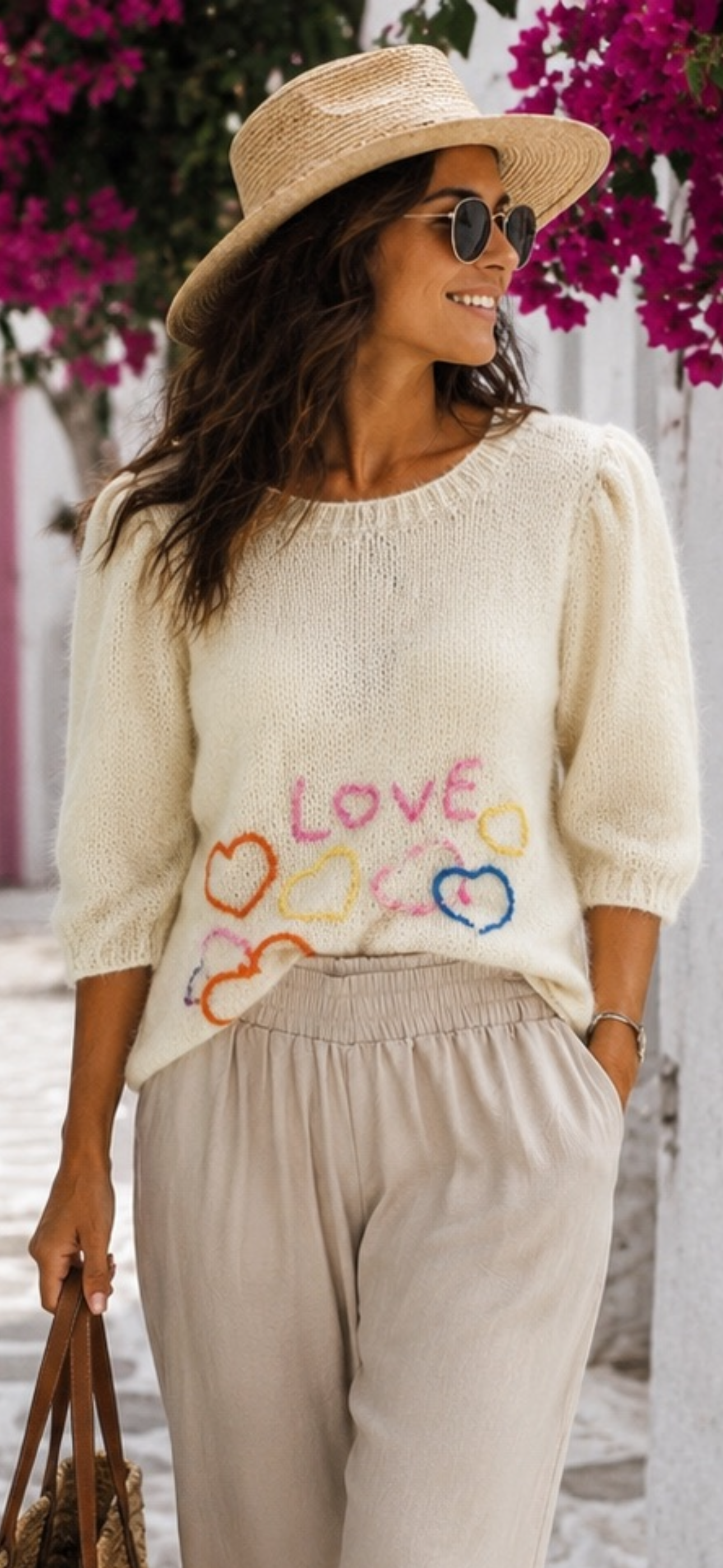Les Blondinettes Alpaka Strickpullover Damen Weiß – Love Pullover 3/4 Arm
