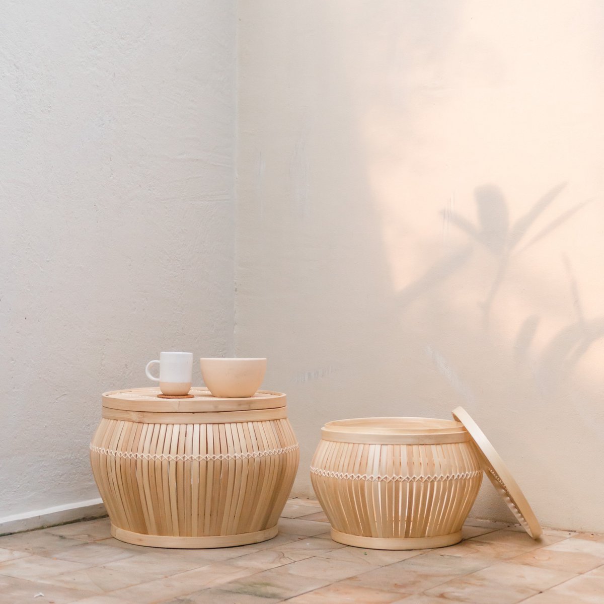 Beistelltisch | Couchtisch | Tischkorb BATAVIA aus Bambus (2 Größen)