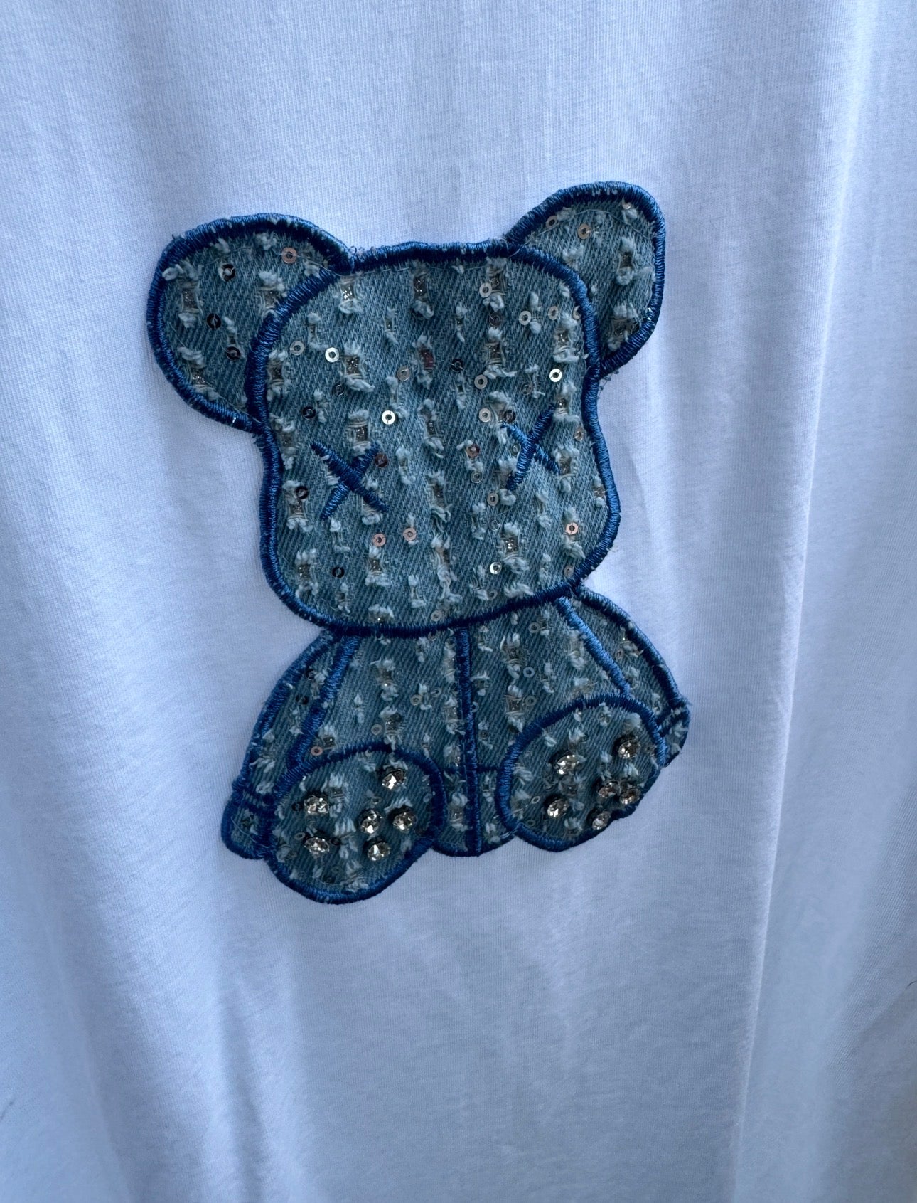 Curvy T-Shirt Teddy Glam Weiß | Damen Shirt mit Strass-Bärchen | 40–48