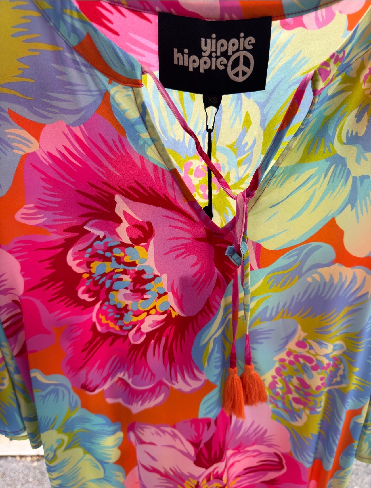 Yippie Hippie Sommerkleid Damen – Maxikleid aus Viskose mit Blumenprint