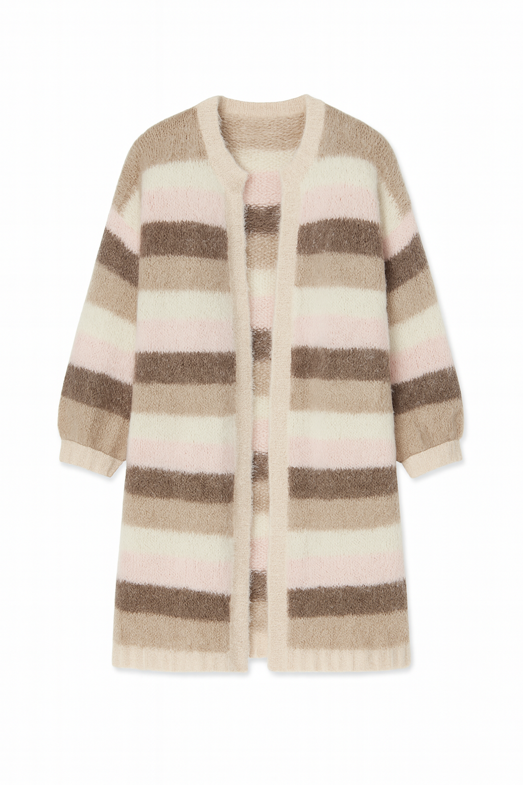 Kuschel-Cardigan in Braun, Rosa und Weiß 🤎