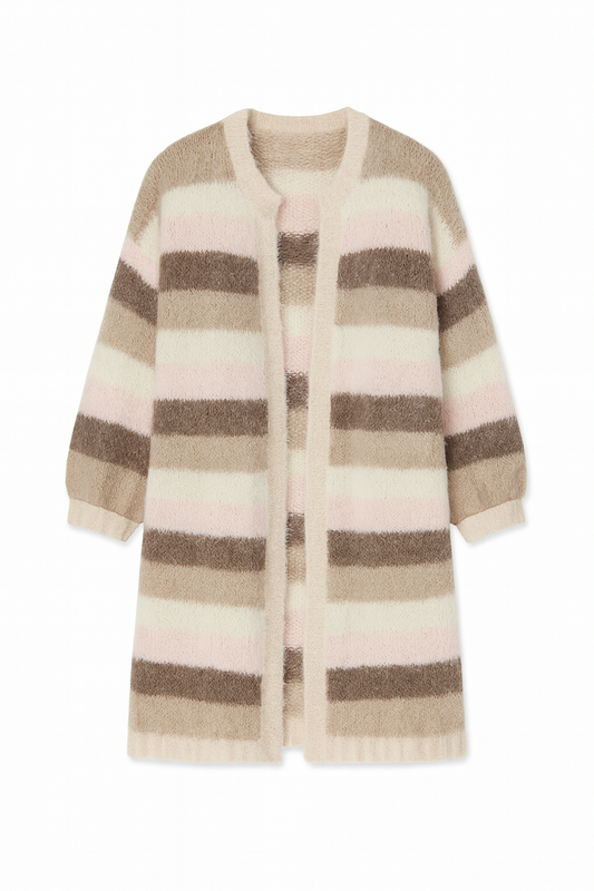 Kuschel-Cardigan in Braun, Rosa und Weiß 🤎