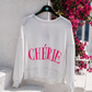 CHÉRIE Oversize Sweatshirt White-Pink | Women's Sweater with Heart Details | Boutique in Heaven(38-42)