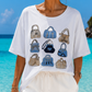 Luxury Bag Glam Shirt White – Curvy Baumwollshirt mit Strass-Taschenmotiv 40-48
