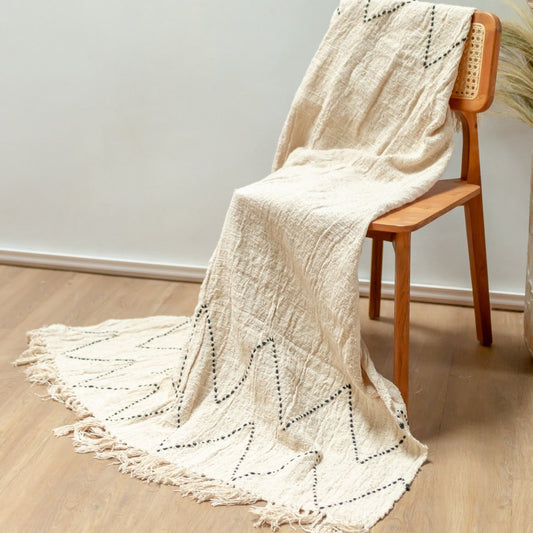 Baumwolldecke | Tagesdecke | Bettdecke | Sofadecke 140x200 cm LINGGAH handgewebt aus Baumwolle