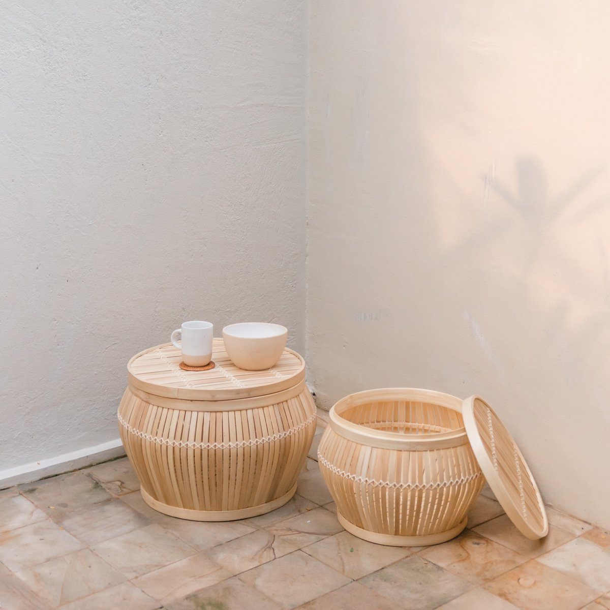 Beistelltisch | Couchtisch | Tischkorb BATAVIA aus Bambus (2 Größen)
