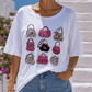 Luxury Bag Glam Shirt White – Curvy Baumwollshirt mit Strass-Taschenmotiv 40-48