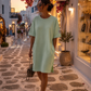 Damen Sweatkleid Mintgrün – Oversize Shirtkleid mit Taschen & Seitenschlitzen | Sportlich Elegan (38-42)