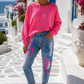 Yippie Hippie Sweatshirt Pink – Oversize Damen Pullover mit Statement Print | Boho Fashion