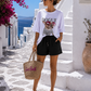 DOGUE Baumwoll T-Shirt Weiß – Oversize Shirt mit Hunde-Print & Sonnenbrille | Damen 42–50