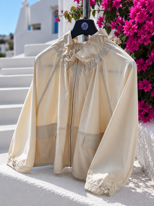 JC Sophie Windjacke Creme – lässig-edle Übergangsjacke mit Rüschenkragen