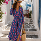 Les Blondinettes Wickelkleid Damen – Elegantes Midikleid mit LOVE Print & Blitzen | Designer Kleid M/L