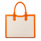Statement Shopper Damen Orange – Canvas & Lederoptik Handtasche | 30x27 cm
