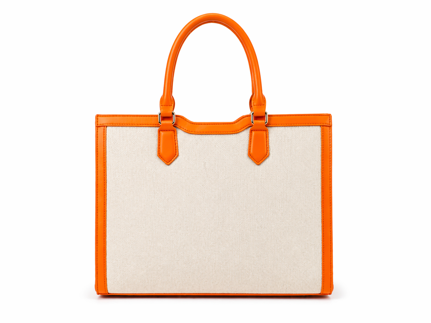 Statement Shopper Damen Orange – Canvas & Lederoptik Handtasche | 30x27 cm